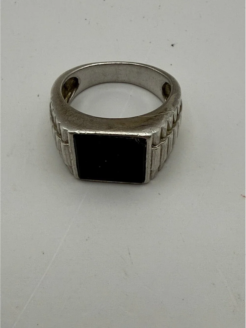 Sterling Silver 925 Black Onyx Men's Signet Ring Size 10 Vintage